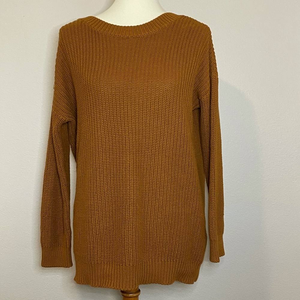 Oversized brown knit sweater